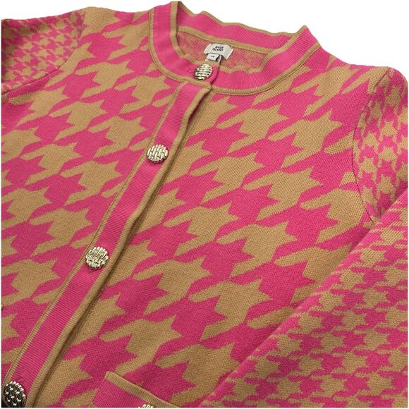River Island Pink Preppy Houndstooth Cardigan-14 - Picture 6 of 13